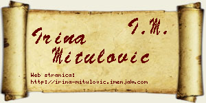 Irina Mitulović vizit kartica